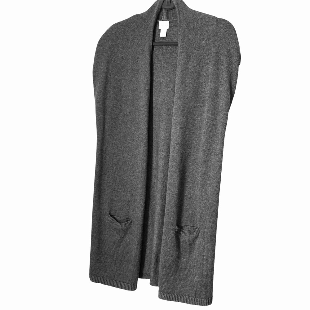 Chico's Gray Open Front Sweater Vest. Sz 0